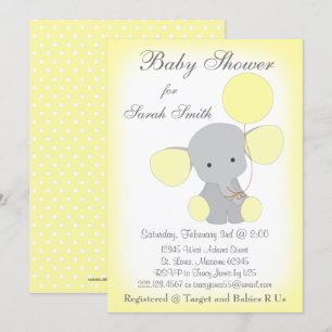 Invitación a Baby Shower para elefantes Gris amari