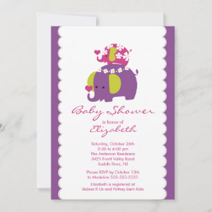 Invitación a Baby Shower para Elefantes Mod Baby &