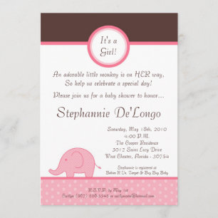Invitación a Baby Shower para elefantes Mod Chica 