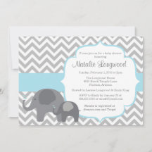 Invitación a Baby Shower para elefantes, muchacho 