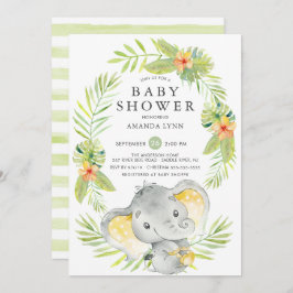 Invitación a Baby Shower para Elefantes Neutros