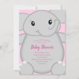 Invitación a Baby Shower para elefantes rosados