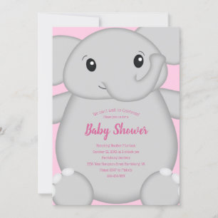 Invitación a Baby Shower para elefantes rosados