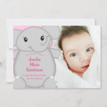Invitación a Baby Shower para elefantes rosados