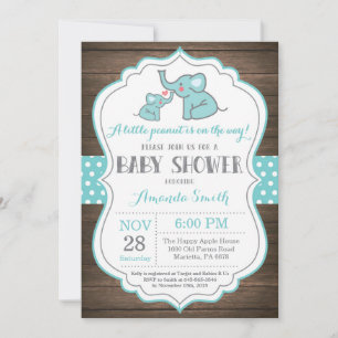 Invitación a Baby Shower para elefantes rusos Aqua