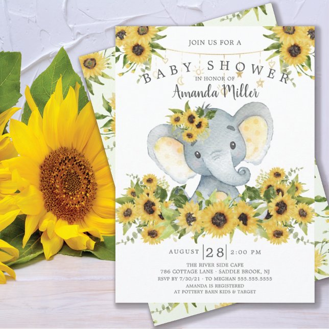 Invitación a Baby Shower para elefantes suaves y n (Subido por el creador)