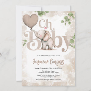 Invitación a Baby Shower para elefantes - tonos de
