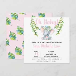 Invitación a Baby Shower para Elephant Watercolor