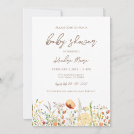 Invitación a Baby Shower para Flores Silvestres