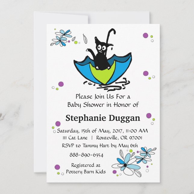 Invitación a Baby Shower para gatitos (Anverso)