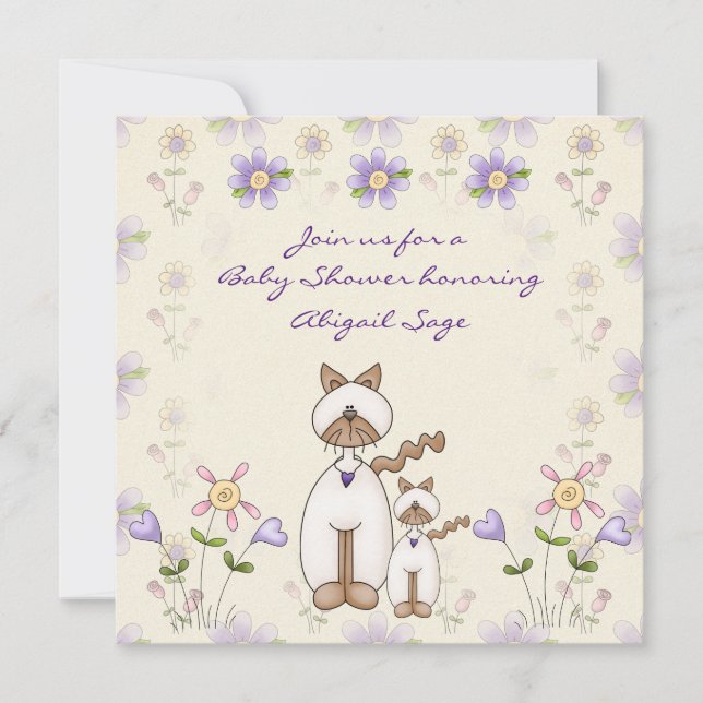 Invitación a Baby Shower para gatos y gatitos ~ Ch (Anverso)