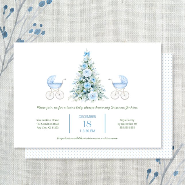 Invitación a Baby Shower para gemelos de invierno (Subido por el creador)