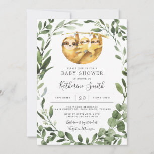 Invitación a Baby Shower para gemelos Sloth