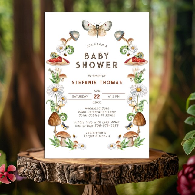 Invitación a Baby Shower para hongos acuáticos | W (Woodland Mushroom Baby Shower Invitation )