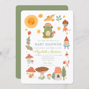 Invitación a Baby Shower para hongos de rana de Wo