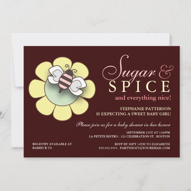 Invitación a Baby Shower para las niñas azucareras (Anverso)