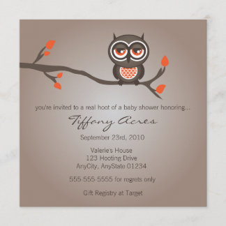 Invitación a Baby Shower para lechuza marrón y Nar