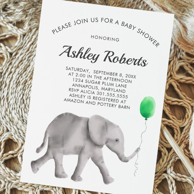 Invitación a Baby Shower para los elefantes bebés, (Subido por el creador)