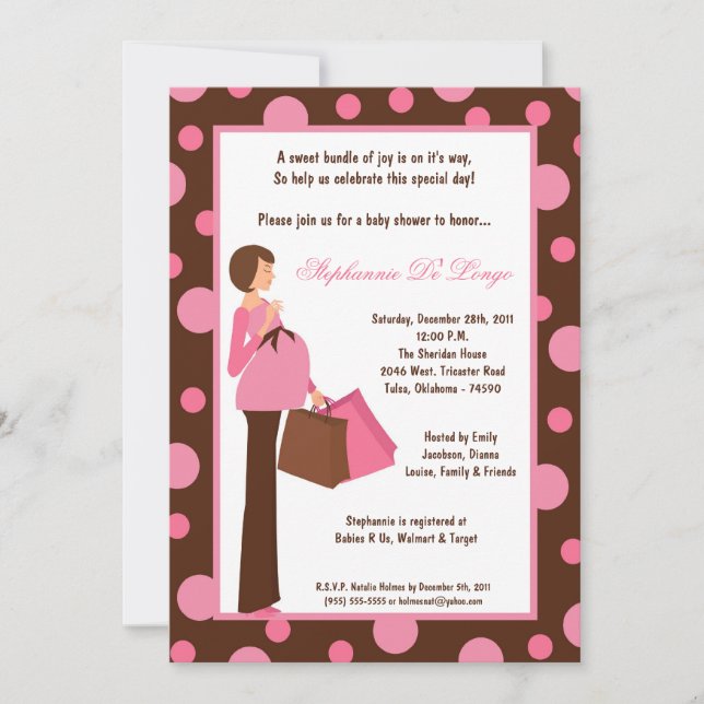 Invitación a Baby Shower para mamá rosa moderna Ch (Anverso)