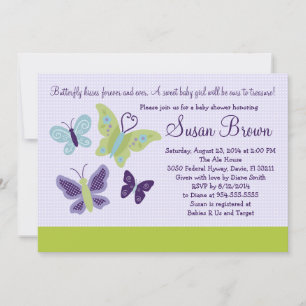 Invitación a Baby Shower para mariposa de bonito
