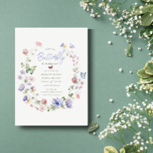 Invitación a Baby Shower para mariposa de flores s