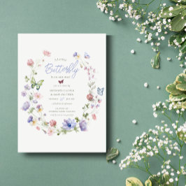 Invitación a Baby Shower para mariposa de flores s