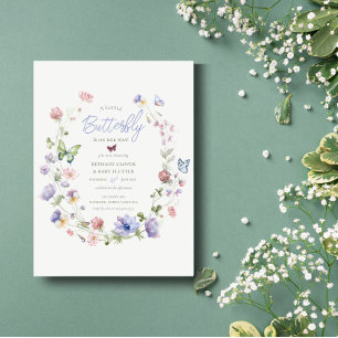Invitación a Baby Shower para mariposa de flores s