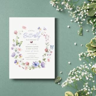 Invitación a Baby Shower para mariposa de flores s