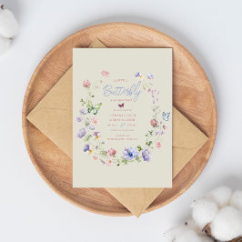 Invitación a Baby Shower para mariposa de flores s