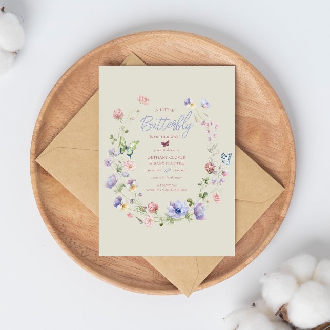 Invitación a Baby Shower para mariposa de flores s (Subido por el creador)