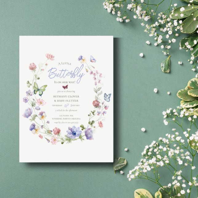 Invitación a Baby Shower para mariposa de flores s (Subido por el creador)