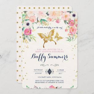 Invitación a Baby Shower para mariposas