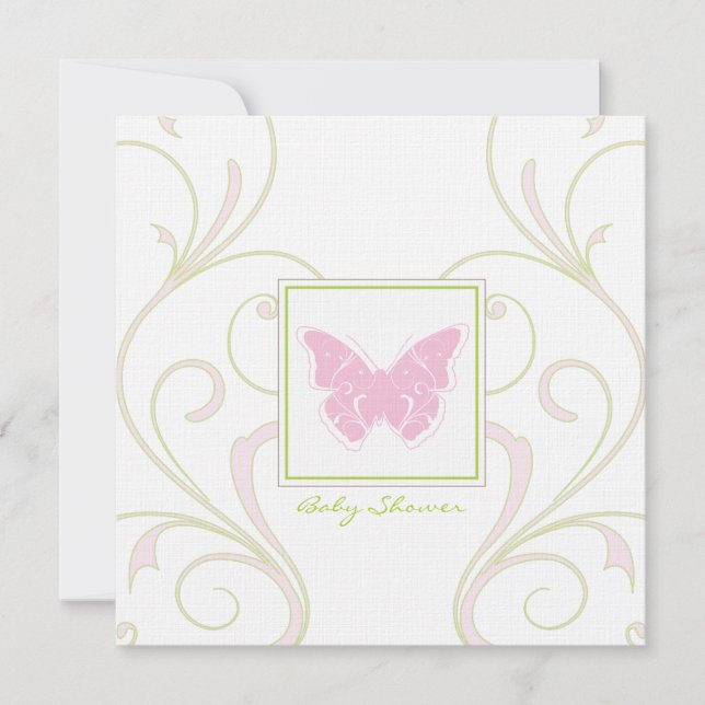 Invitación a Baby Shower para mariposas (Anverso)