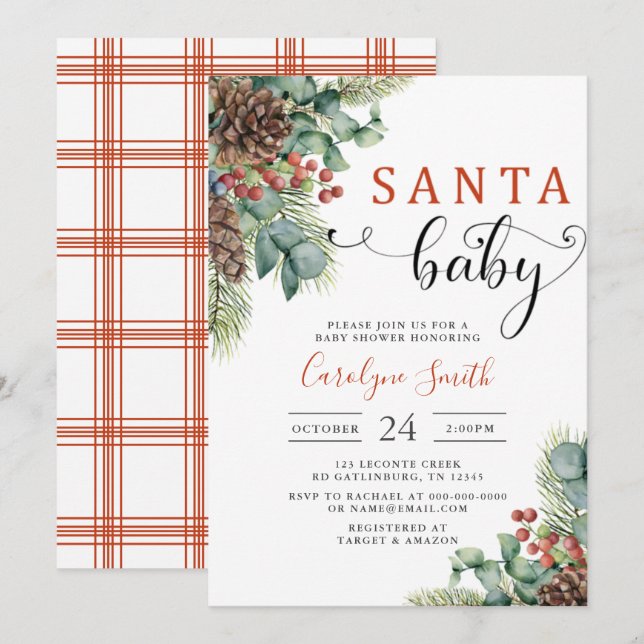 Invitación a Baby Shower para Navidades de inviern (Anverso / Reverso)