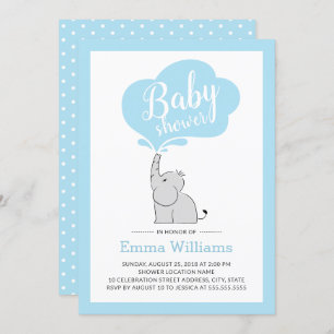 Invitación a Baby Shower para niño con elefante az