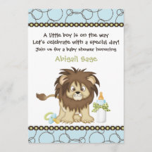 Invitación a Baby Shower para niños con leones