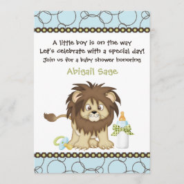Invitación a Baby Shower para niños con leones