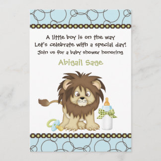 Invitación a Baby Shower para niños con leones