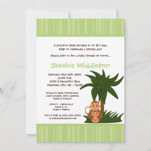 Invitación a Baby Shower para niños con monos y ma