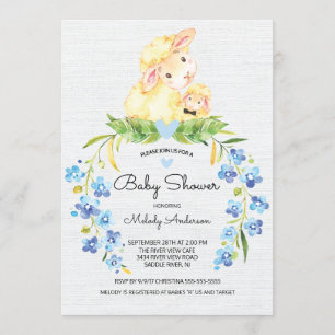 Invitación a Baby Shower para niños de cordero dul