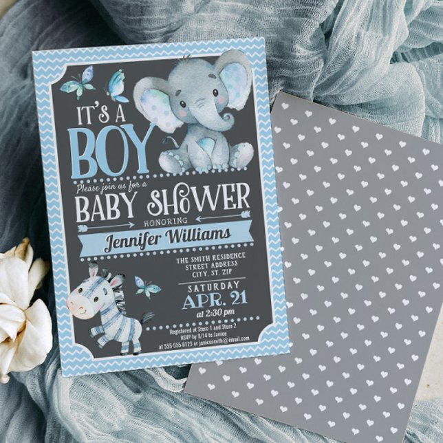 Invitación a Baby Shower para niños elefantes (Subido por el creador)