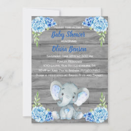 Invitación a Baby Shower para niños elefantes