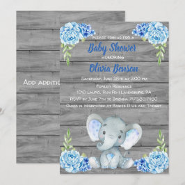 Invitación a Baby Shower para niños elefantes