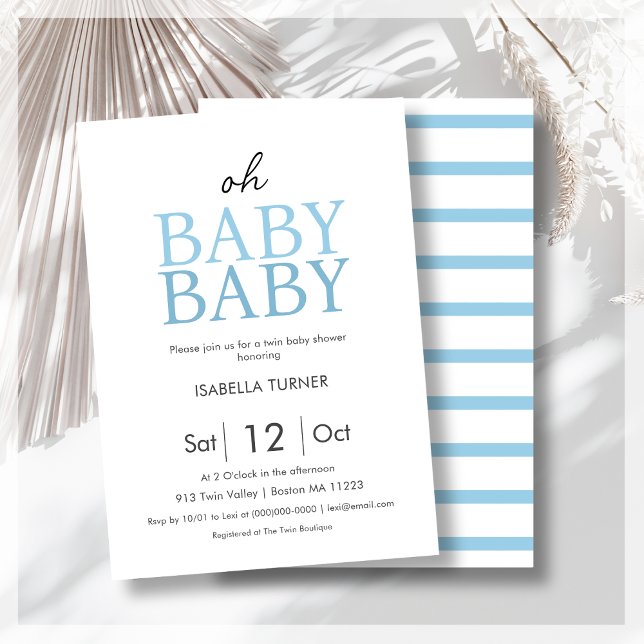 Invitación a Baby Shower para niños gemelos azules (Subido por el creador)