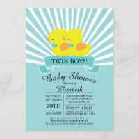 Invitación a Baby Shower para niños gemelos con du