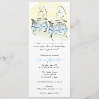 Invitación a Baby Shower para niños gemelos - Cuna