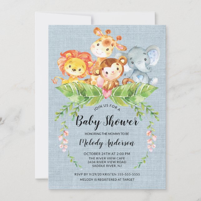 Invitación a Baby Shower para niños y niñas en la  (Anverso)
