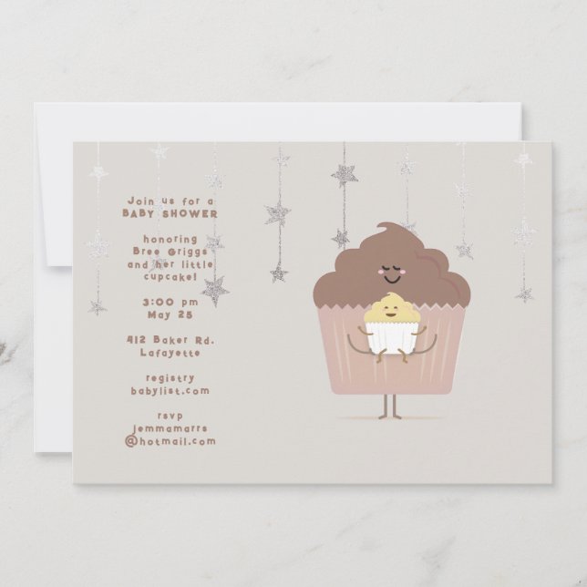 Invitación a Baby Shower para pasteles de mamá y b (Anverso)