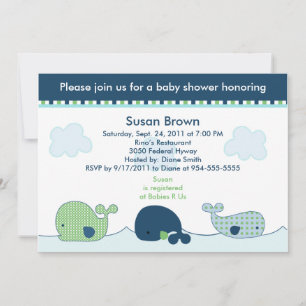Invitación a Baby Shower para pequeñas ballenas