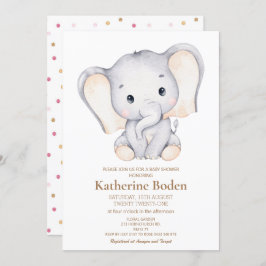 Invitación a Baby Shower para pequeños elefantes